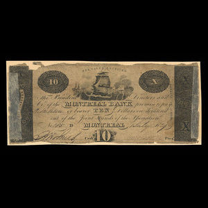 Canada, Montreal Bank, 10 dollars : 1 juillet 1829