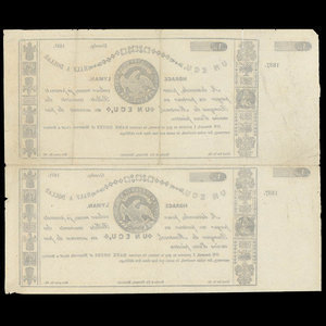 Canada, Horace Lyman, 1 écu : 1837