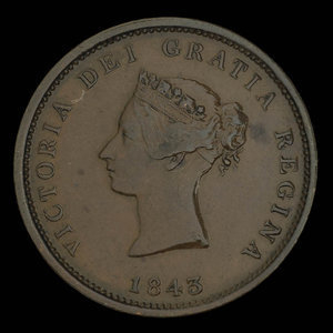 Canada, Province du Nouveau-Brunswick, 1 penny : 1843