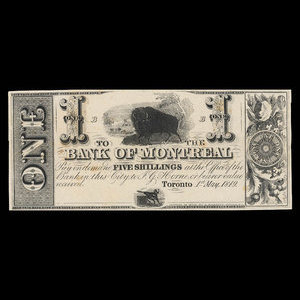 Canada, Banque de Montréal, 1 dollar : 1 mai 1849