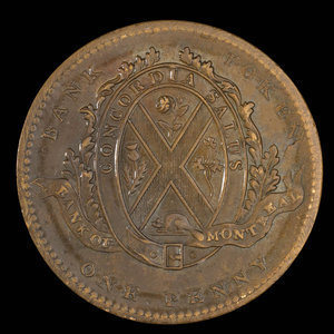 Canada, Banque de Montréal, 1 penny : 1838