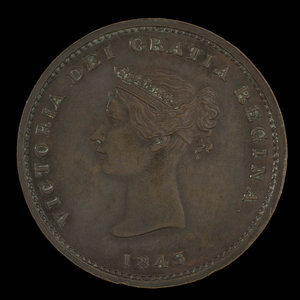 Canada, Banque de Montréal, 1/2 penny : 1843