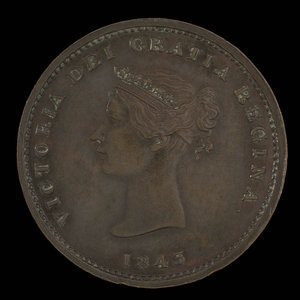 Canada, Banque de Montréal, 1/2 penny : 1843