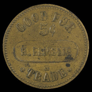 Canada, H. Elmslie, 5 cents : 1887