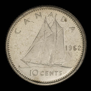 Canada, Élisabeth II, 10 cents : 1962