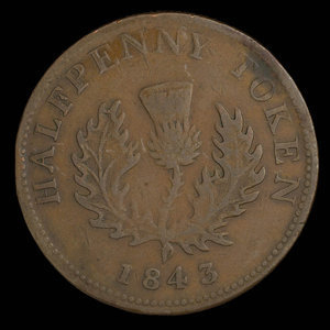 Canada, Province de la Nouvelle-Écosse, 1/2 penny : 1843