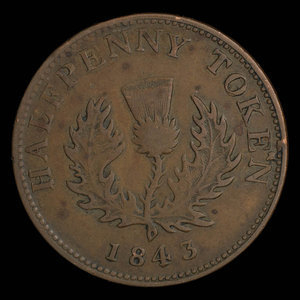 Canada, Province de la Nouvelle-Écosse, 1/2 penny : 1843