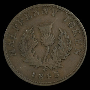 Canada, Province de la Nouvelle-Écosse, 1/2 penny : 1843