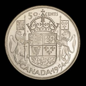 Canada, Élisabeth II, 50 cents : 1954