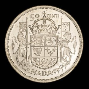 Canada, Élisabeth II, 50 cents : 1955