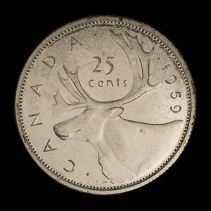 Canada, Élisabeth II, 25 cents : 1959