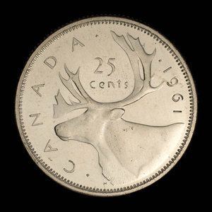 Canada, Élisabeth II, 25 cents : 1961
