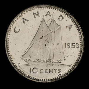 Canada, Élisabeth II, 10 cents : 1953