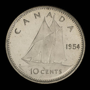 Canada, Élisabeth II, 10 cents : 1954