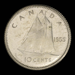 Canada, Élisabeth II, 10 cents : 1955