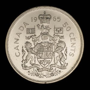Canada, Élisabeth II, 50 cents : 1965