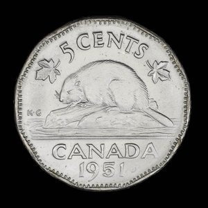 Canada, Georges VI, 5 cents : 1951