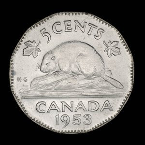 Canada, Élisabeth II, 5 cents : 1953