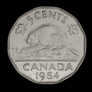 Canada, Élisabeth II, 5 cents : 1954