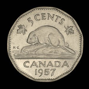 Canada, Élisabeth II, 5 cents : 1957