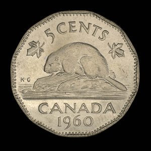 Canada, Élisabeth II, 5 cents : 1960