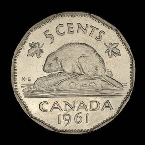 Canada, Élisabeth II, 5 cents : 1961