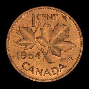 Canada, Élisabeth II, 1 cent : 1954