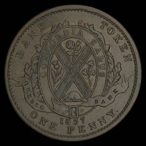 Canada, Banque de Québec, 1 penny : 1837