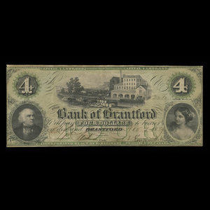 Canada, Bank of Brantford, 4 dollars : 1 novembre 1859