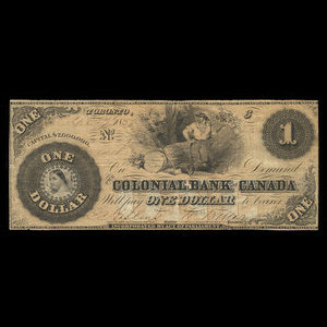 Canada, Colonial Bank of Canada, 1 dollar : 27 avril 1859