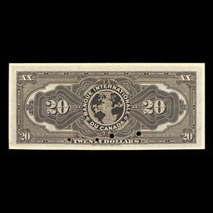 Canada, Banque Internationale du Canada, 20 dollars : 17 octobre 1911