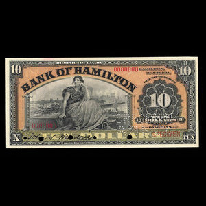 Canada, Bank of Hamilton, 10 dollars : 1 juin 1914