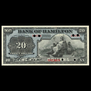 Canada, Bank of Hamilton, 20 dollars : 1 juin 1909