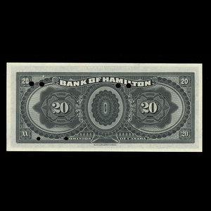 Canada, Bank of Hamilton, 20 dollars : 1 juin 1909
