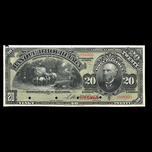 Canada, Banque d'Hochelaga, 20 piastres : 2 mai 1898