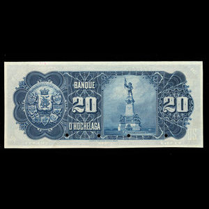 Canada, Banque d'Hochelaga, 20 piastres : 2 mai 1898