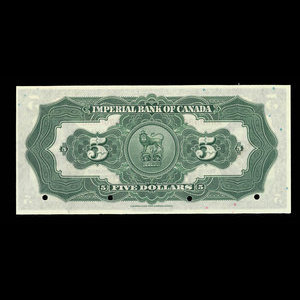 Canada, Imperial Bank of Canada, 5 dollars : 1 novembre 1923