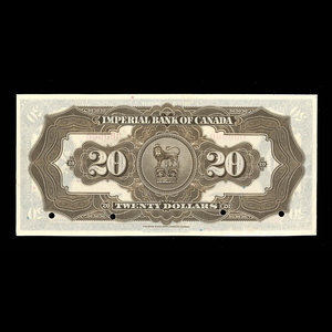Canada, Imperial Bank of Canada, 20 dollars : 1 novembre 1933