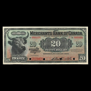 Canada, Merchants Bank of Canada (The), 20 dollars : 2 janvier 1903