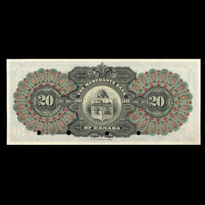 Canada, Merchants Bank of Canada (The), 20 dollars : 2 janvier 1903
