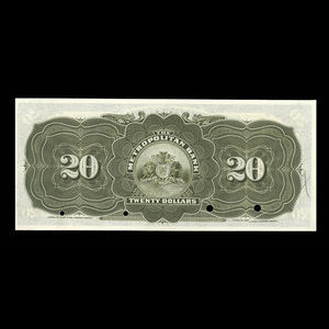 Canada, Metropolitan Bank (The), 20 dollars : 5 novembre 1902