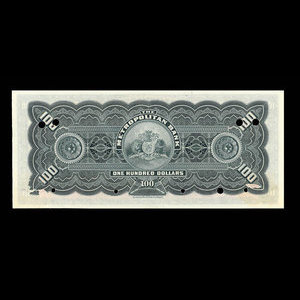 Canada, Metropolitan Bank (The), 100 dollars : 5 novembre 1902