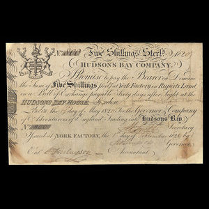 Canada, Compagnie de la Baie d'Hudson, 5 shillings : 1820
