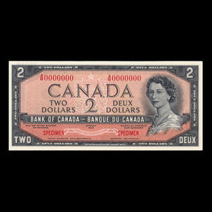 Canada, Banque du Canada, 2 dollars : 1954