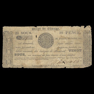 Canada, W.H. Scott & Cie., 20 sous : 25 juillet 1837