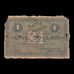 Canada, Flatt & Bradley, 1 dollar : 2 août 1886