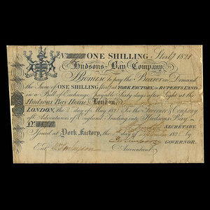 Canada, Compagnie de la Baie d'Hudson, 1 shilling : 1821