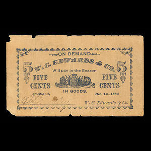 Canada, W.C. Edwards & Cie. Ltée., 5 cents : 1 décembre 1884