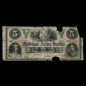 Canada, Province de la Nouvelle-Écosse, 5 dollars : 1 octobre 1866