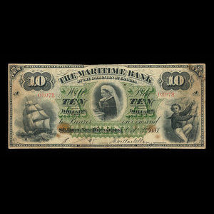 Canada, Maritime Bank of the Dominion of Canada, 10 dollars : 3 octobre 1881